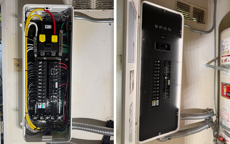 A SPAN Smart Electrical panel installed on a residential home