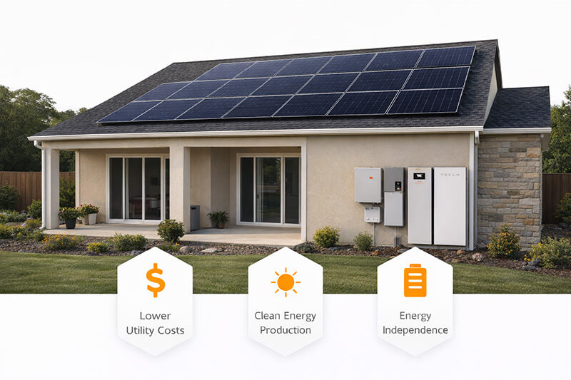 Residential solar panel installation with home battery system in Riverside, CA